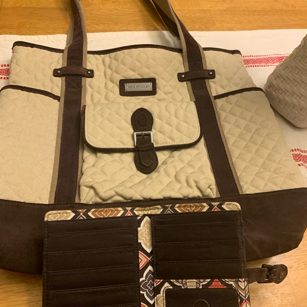 Vera Bradley Tote with Zipper and matching wallet